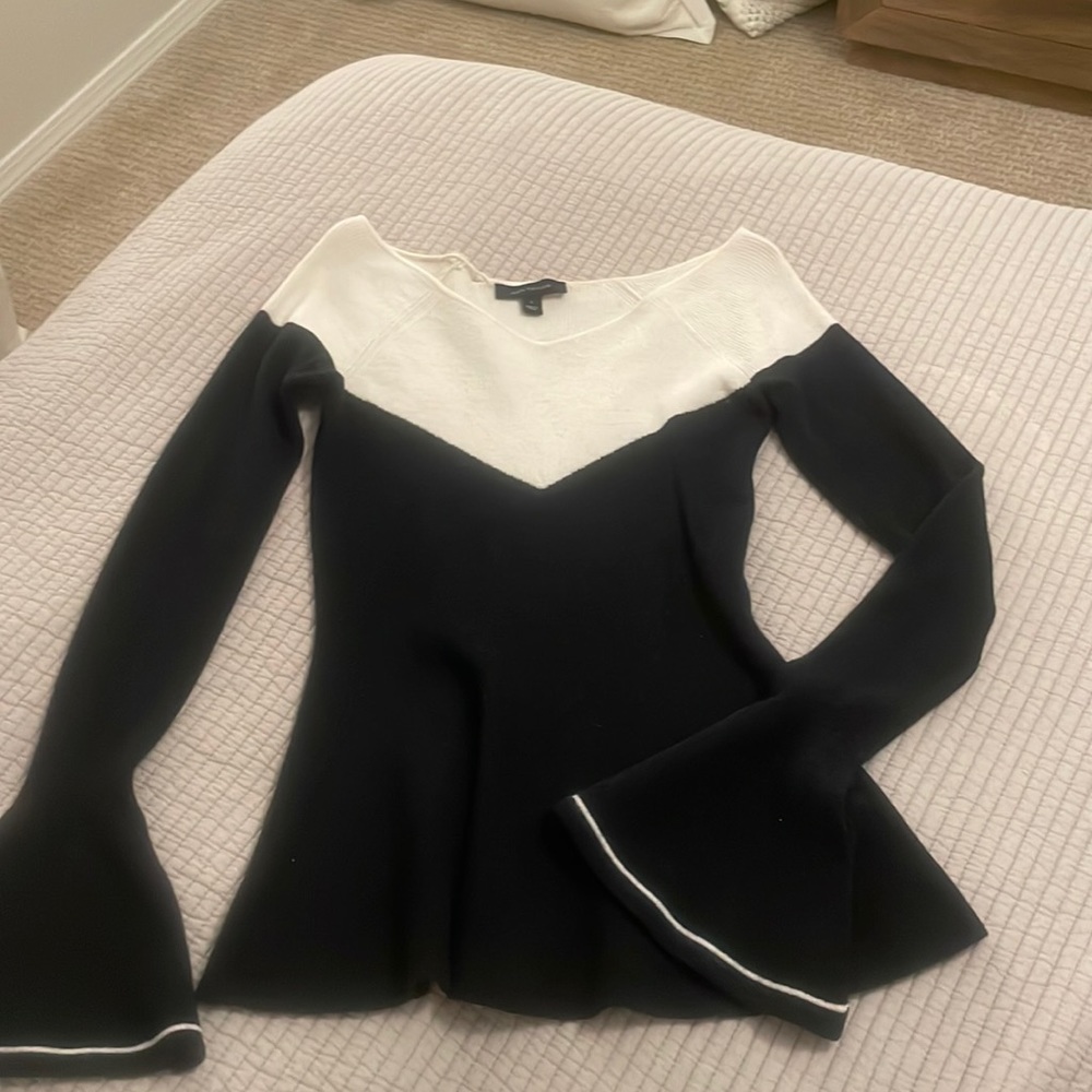 Ann Taylor Black and White Peplum Sweater